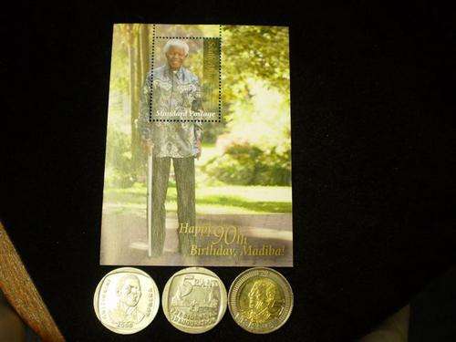 lot of Mandela coins and stamp
