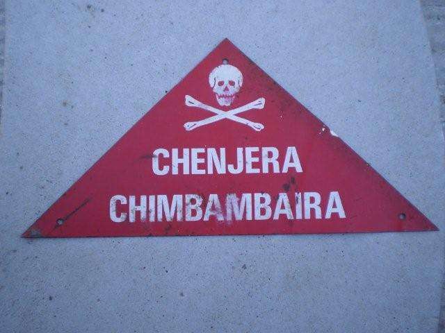 Original Mine field warning sign from S.A./Rhodesian Bush War.