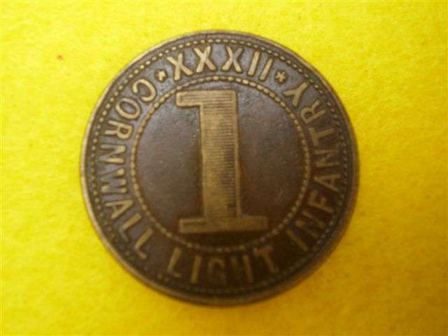 Boer War token for the Cornwall Light Infantry Regimental Canteen