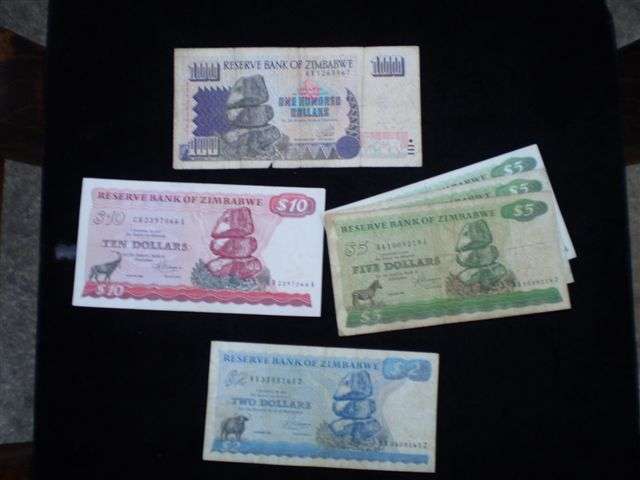 Small collection of banknotes from Zimbabwe