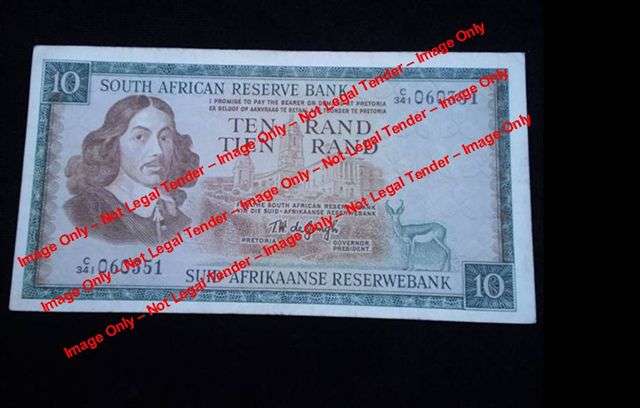 1975 SA R10 note signed by T.W. de Jongh