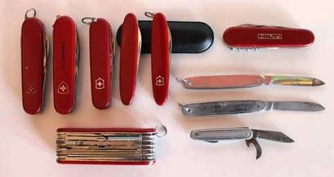 Lot of Ten pocket knives Swiss Army & others