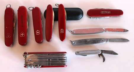 Lot of Ten pocket knives Swiss Army & others