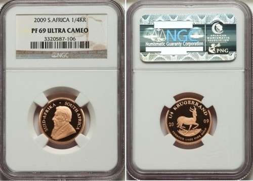 GOLD SA Kruger Rand 2009 1/4 oz Proof ULTRA CAMEO - grab a bargain
