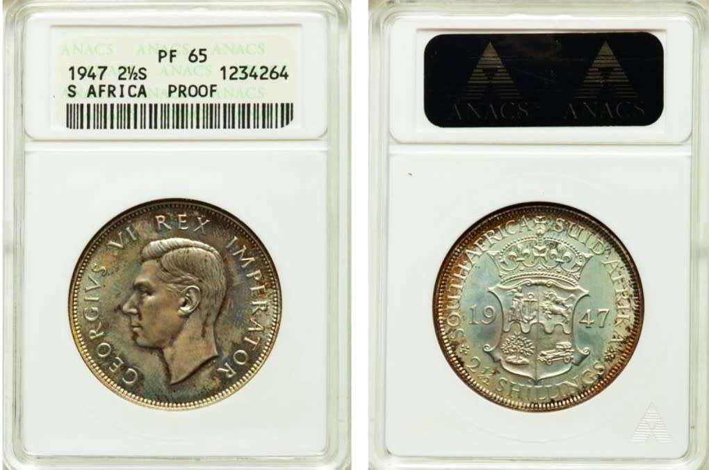 CrAzY R1 - 1947 PF 65 Halfcrown-2.5shillings`TOP Gem Proof` only 2600 minted, Anacs- grab n` bargain