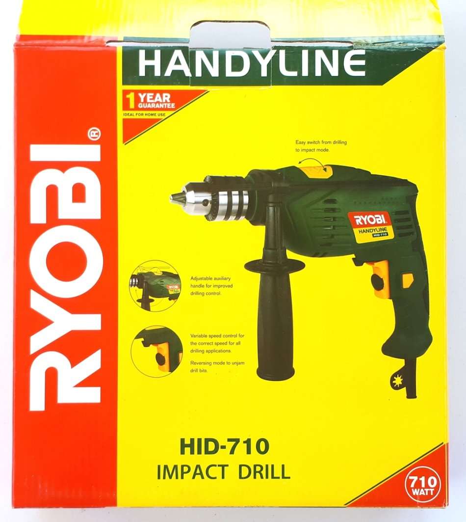 RYOBI 710 W Impact Drill (boxed) + Extras