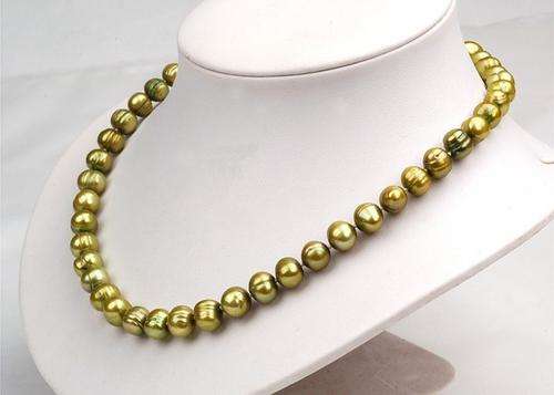 45 cm / 18" OLIVE 10.0MM OFF ROUND PEARL NECKLACE