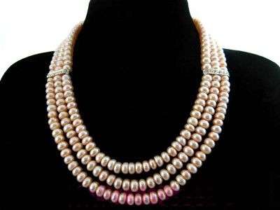 46 cm / 18" triple strand pink freshwater pearl necklace