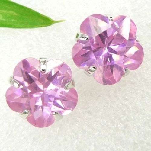 925 sterling silver rose quartz flower stud earrings