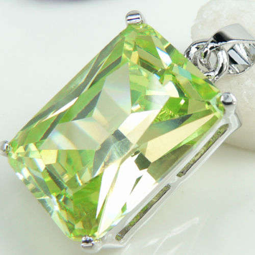 925 sterling silver peridot quartz gem pendant