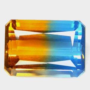 17.66 ct EMERALD cut GOLDEN & BLUE CITRINE