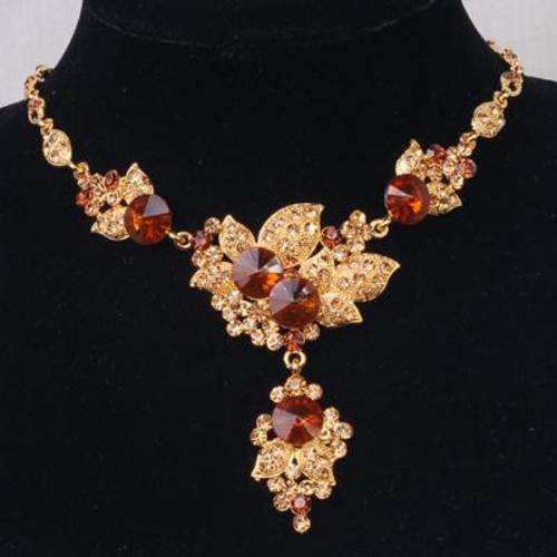 Topaz Crystal Golden Flower Necklace