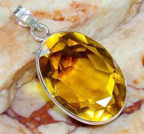 HONEY QUARTZ & 925 SILVER PENDANT: 41mm