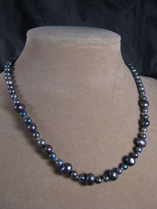 Genuine black freshwater pearl necklace
