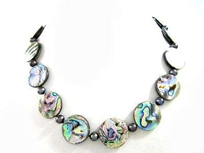 Genuine Abalone Shell & freshwater pearl necklace