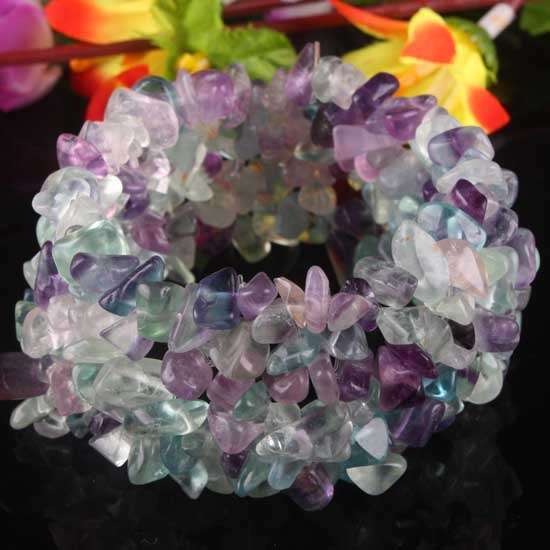 Natural Fluorite Weave Chip Stretch Bracelet