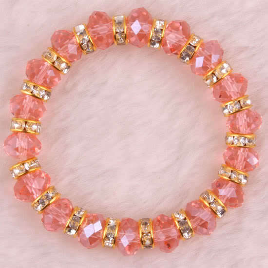 Pink Swarovski Crysta lfaceted beads Stretch Bracelet