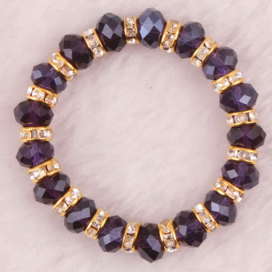 Purple Swarovski Crysta lfaceted beads Stretch Bracelet
