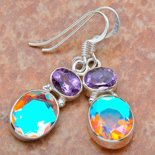 Rainbow Mystic Topaz & Sterling Silver Earrings