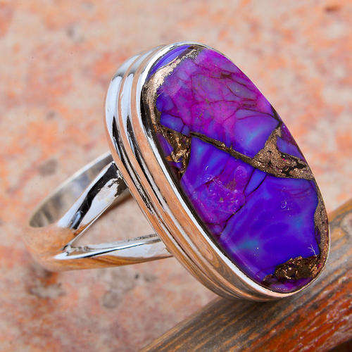 Purple copper Turquoise sterling silver ring