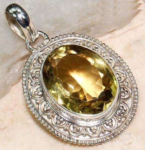 Lemon Quartz & 925 Sterling Silver Pendant