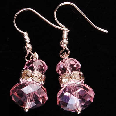 Pink Faceted Crystal Earrings