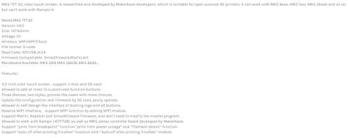 Makerbase MKS V1.3 + Makerbase Touch Screen V3.0 + 8Gig SD Card