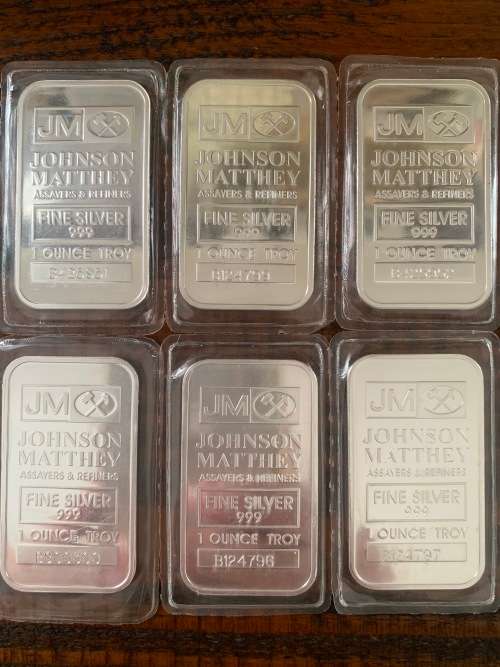 1 Troy oz Johnson Matthey Bar in 999.9% Pure Solid Silver
