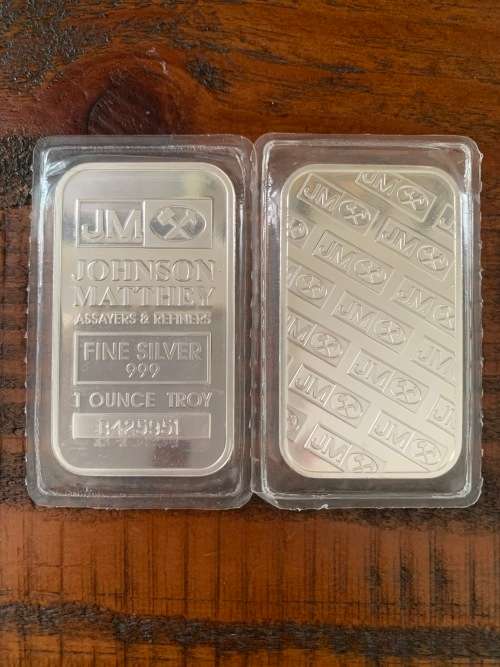 1 Troy oz Johnson Matthey Bar in 999.9% Pure Solid Silver
