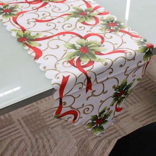 Christmas Table runner Ivy and mistletoe design