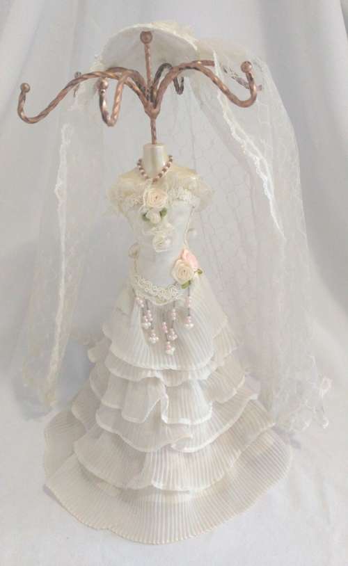 Vintage Wedding dress Jewellery doll / stand