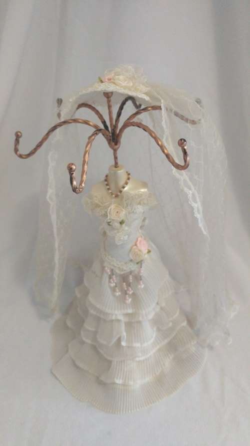 Vintage Wedding dress Jewellery doll / stand