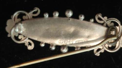 Victorian solid silver sweetheart brooch Ivy and Hearts rare circa 1893 / 1894