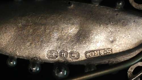 Victorian solid silver sweetheart brooch Ivy and Hearts rare circa 1893 / 1894