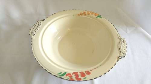 Handpainted Burleighware Art Deco Lupin pattern serving dish and 3 tea cups