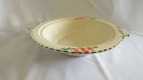 Handpainted Burleighware Art Deco Lupin pattern serving dish and 3 tea cups