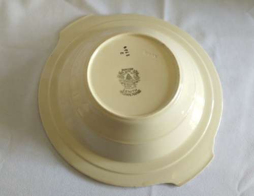 Handpainted Burleighware Art Deco Lupin pattern serving dish and 3 tea cups