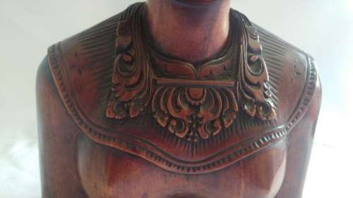 Large Hand carved Indonesian Teak bust/sculpture of a woman in traditional dress