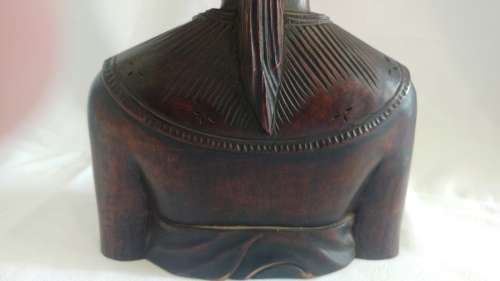 Large Hand carved Indonesian Teak bust/sculpture of a woman in traditional dress