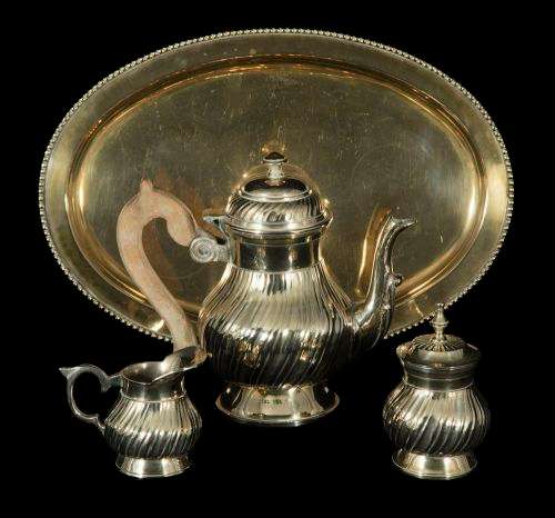 Beautiful Heavy Turkish brass coffee set