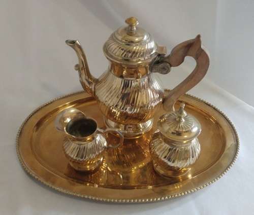 Beautiful Heavy Turkish brass coffee set