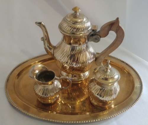Beautiful Heavy Turkish brass coffee set
