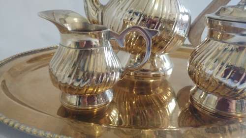 Beautiful Heavy Turkish brass coffee set