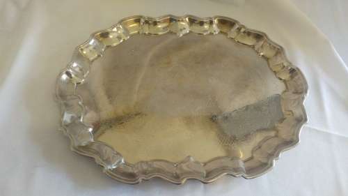 Lovely Silverplated tray with scalloped rim