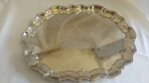 Lovely Silverplated tray with scalloped rim