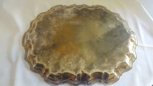 Lovely Silverplated tray with scalloped rim