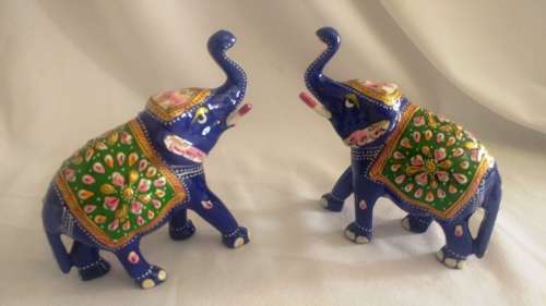 Stunning pair of hand painted Indian Elephants