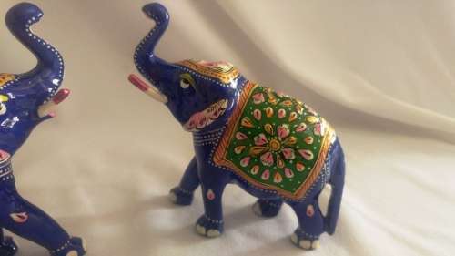 Stunning pair of hand painted Indian Elephants
