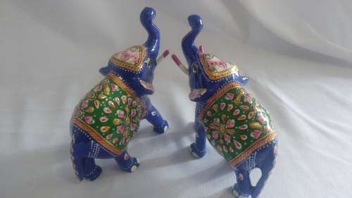Stunning pair of hand painted Indian Elephants
