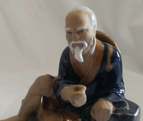 Classic Chinese the Potter blue seated Mud man figurine